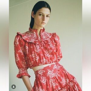 SEA NY ALESSIA FLORAL PRINT CROPPED TOP